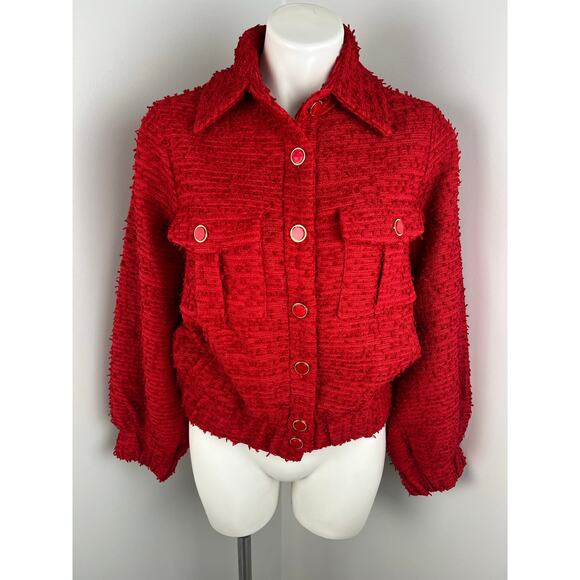 Endless Rose Double Pocket Red Tweed Jacket XS - Picture 1 of 8